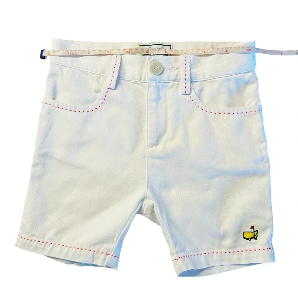 Masters Collection White Cotton Shorts with Pink Accents & Masters Logo SZ 4T
